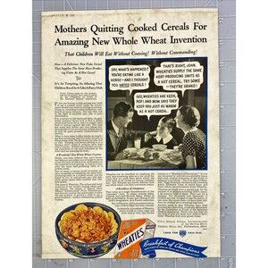 Wheaties Breakfast of Champions *Family eating together* Vintage Print Ad 1936